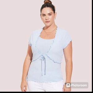 6X 30W Torrid Blue Cami Shrug Set Rib Lettuce Edge Fitted Supersoft Stretch 90s